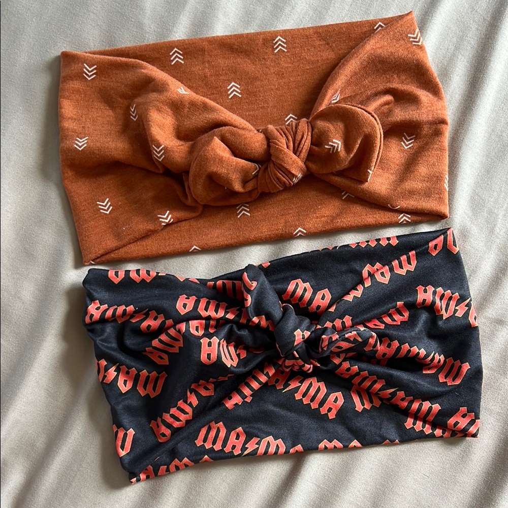 Stylish Headband Set - Orange and Black set of 2